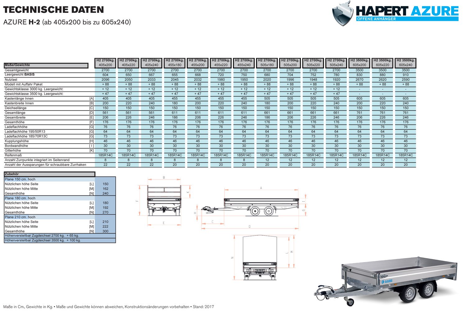 Hapert Azure H-2 – 3500 – 6050 x 2200 Parabelfederung – Niedriges Fahrwerk - Bild 4